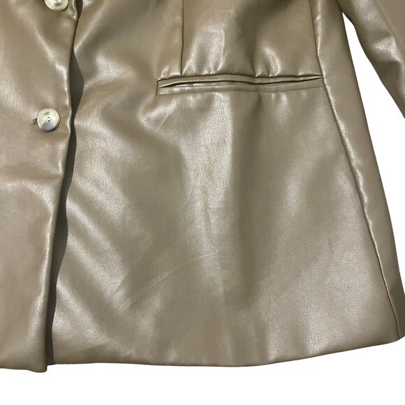 Paper Crane Green Blazer Vegan / Faux Leather Jacket Edgy Sleek Women's sz Large - Picture 12 of 16